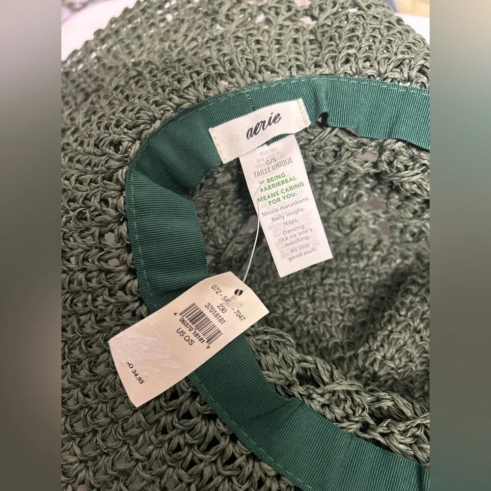 NWT Aerie Olive Crochet Sun Hat